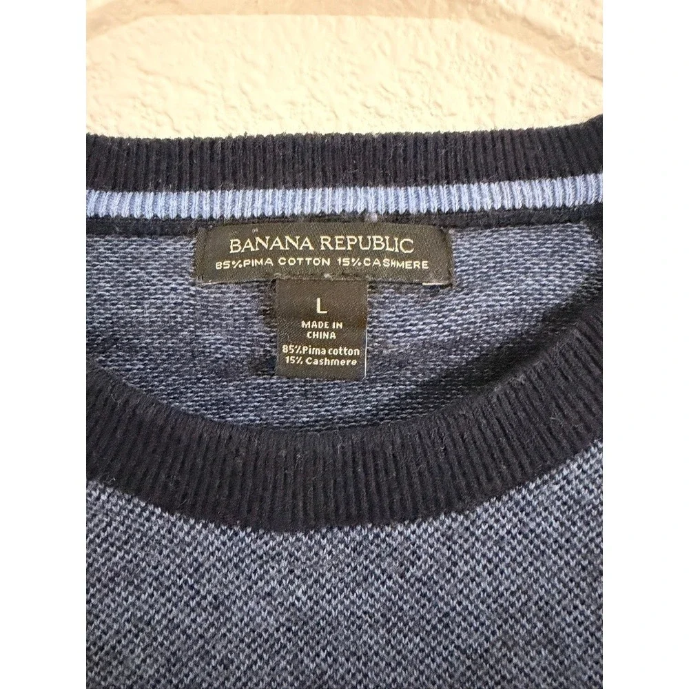 Banana Republic Pima Cotton Cashmere Crewneck Sweater Blue Mens Large Raglan